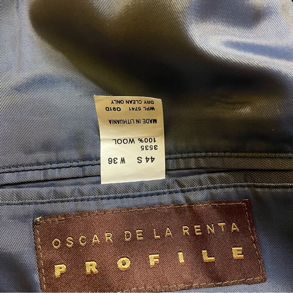 Oscar De La Renta Mens Blazer Suit Jacket Size 44S L Dark Gray Wool 44S W36 - Picture 7 of 9